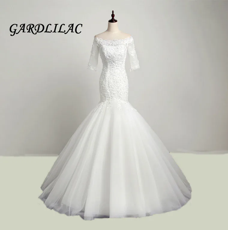 2019 White Mermaid Wedding dress Off Shoulder Half Sleeve Lace Wedding Dress Backless Robe de marie Vestidos de Noiva
2019 White Mermaid Wedding dress Off Shoulder Half Sleeve Lace Wedding Dress Backless Robe de marie Vestidos de Noiva