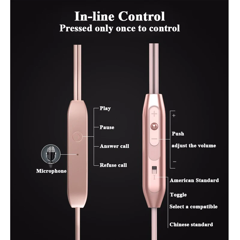 Earphone for Huawei P20 / Lite P20Lite P10 Plus Heavy Bass Stereo In-Ear Phone Headset Music Earpiece With Mic | Электроника