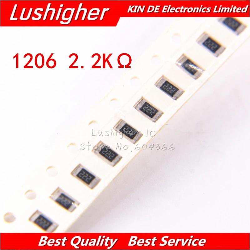 100 шт. 1206 SMD резистор 5% 2 K Ом 222 ком Ом|Резисторы| |