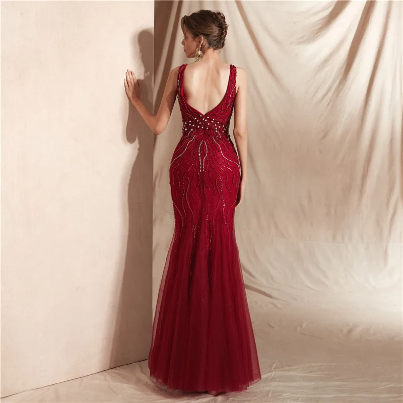 Luxury Tulle with Beading Deep V-Neck Backless Mermaid Evening dress Robe de soiree Formal dress Long dress Robe longue Gown
Luxury Tulle with Beading Deep V-Neck Backless Mermaid Evening dress Robe de soiree Formal dress Long dress Robe longue Gown