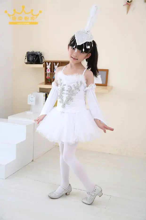 

1 piece Girls ballet little swan dance dress adult costume ballet white veil condole tutu