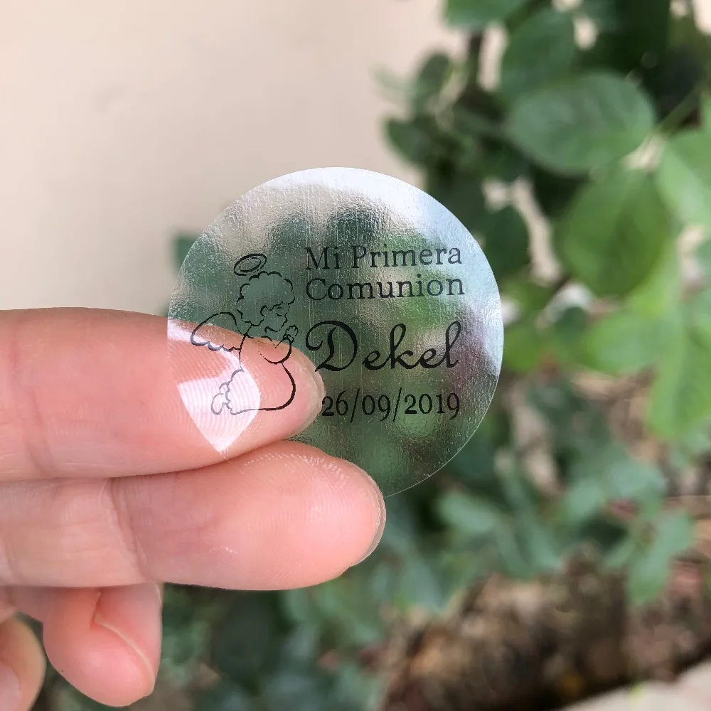 Personalized name My first holy communion present stickers Spanish angel mi primera comunion favor transparent circle labels
Personalized name My first holy communion present stickers Spanish angel mi primera comunion favor transparent circle labels