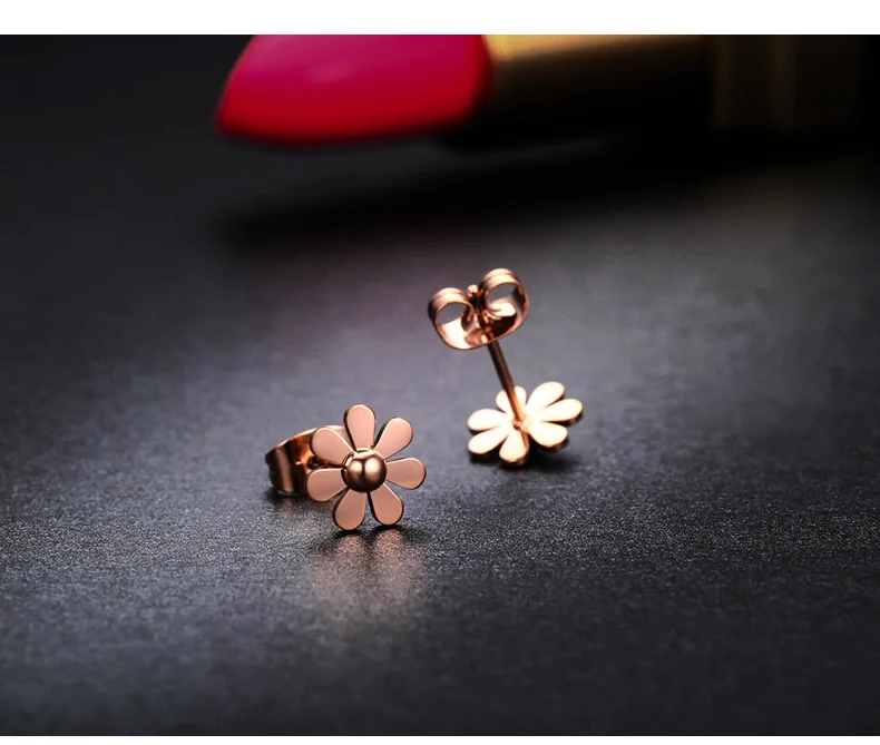 Rose Gold Color Quality Stainless steel daisy Women Sunflower Cute Women Stud earrings/ Cheap Girls Stud Earrings
Rose Gold Color Quality Stainless steel daisy Women Sunflower Cute Women Stud earrings/ Cheap Girls Stud Earrings