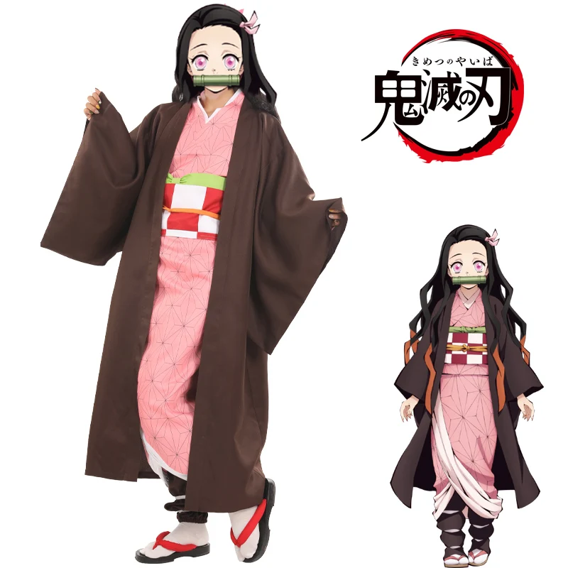 Хит продаж Аниме Демон убийца Kimetsu без Yaiba Костюмы для косплея камадо Nezuko кимоно