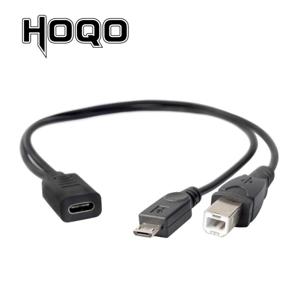 USB C Женский к B Мужской Пинтера кабель с Micro Y КАБЕЛЬ Разветвитель 3 1 Тип USb Male и или