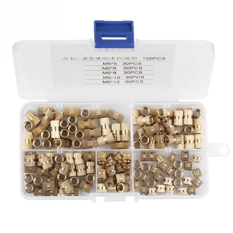 M5 Brass Nuts Cylinder Knurled Nut Threaded Insert nuts 150Pcs/Lot Fastener Embedded Nut Assortment Kit New Arrival
M5 Brass Nuts Cylinder Knurled Nut Threaded Insert nuts 150Pcs/Lot Fastener Embedded Nut Assortment Kit New Arrival