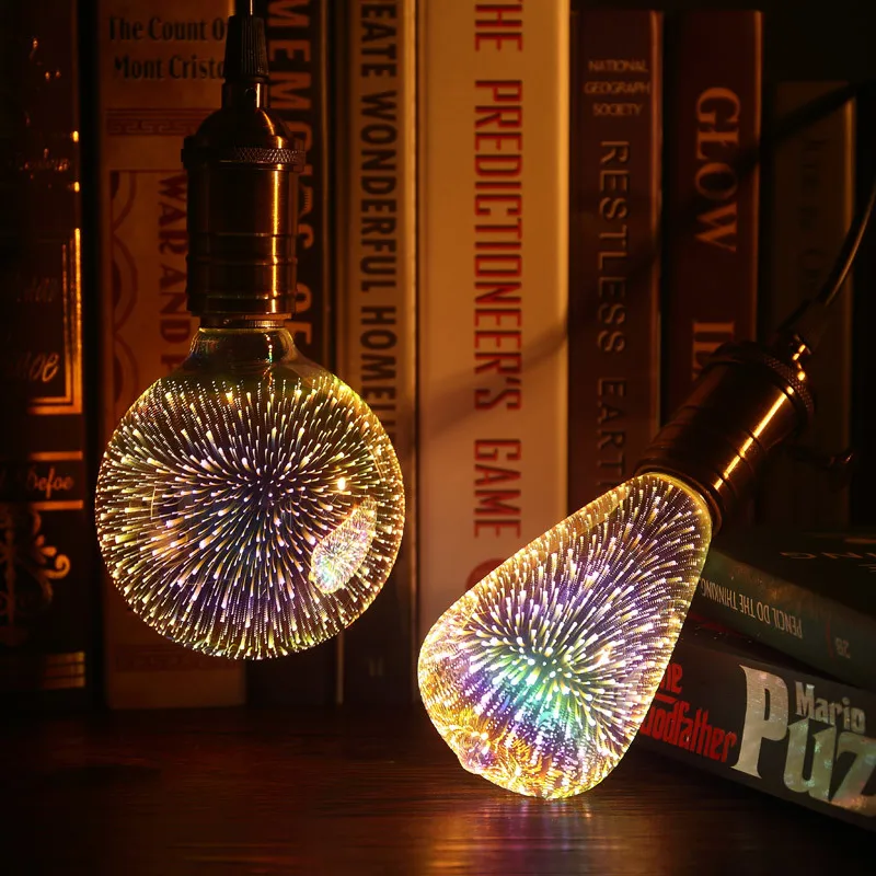 Kayueli Led Light Bulb Creative 3D Fireworks Holiday Lights Novelty Christmas Lamp Party Festive | Лампы и освещение