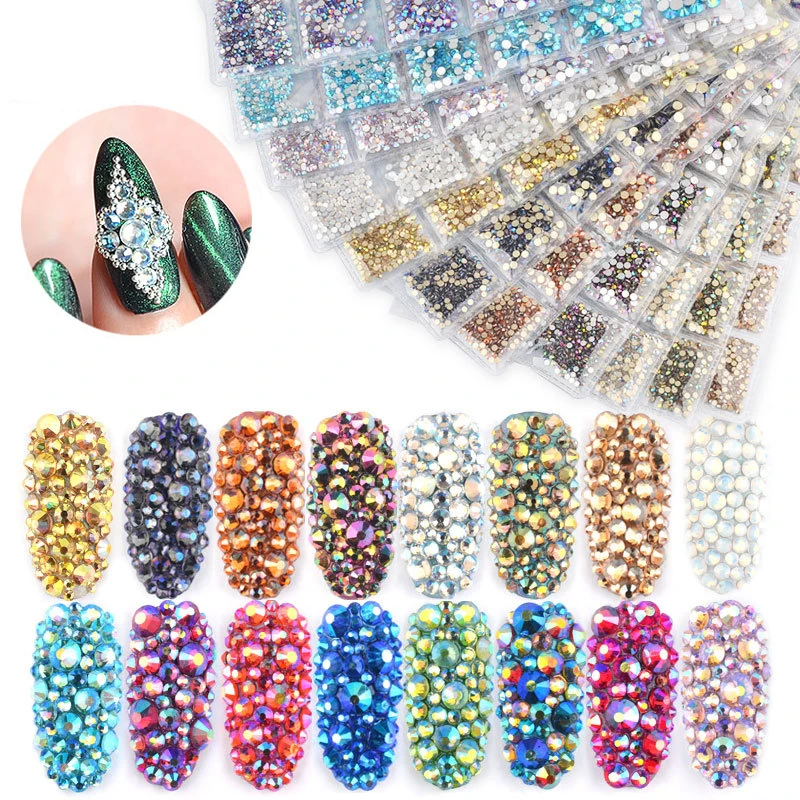 Ss4 ss16 3D круглая плоская задняя часть разразы украшения для ногтей блестящие