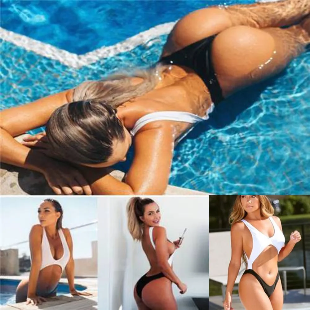 Женский цельный купальник Mayo Maillot De Bain Femme однотонный сексуальный в стиле пэчворк
