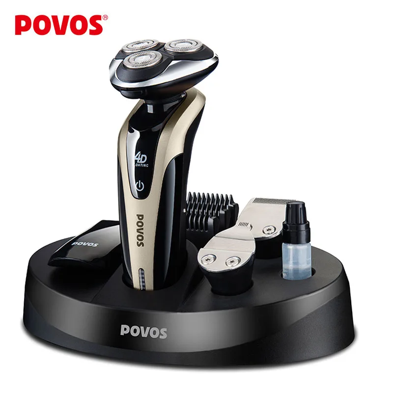 POVOS новинка 4D машинка для красоты 4 в 1 электробритва со съемным триммером клиппер
