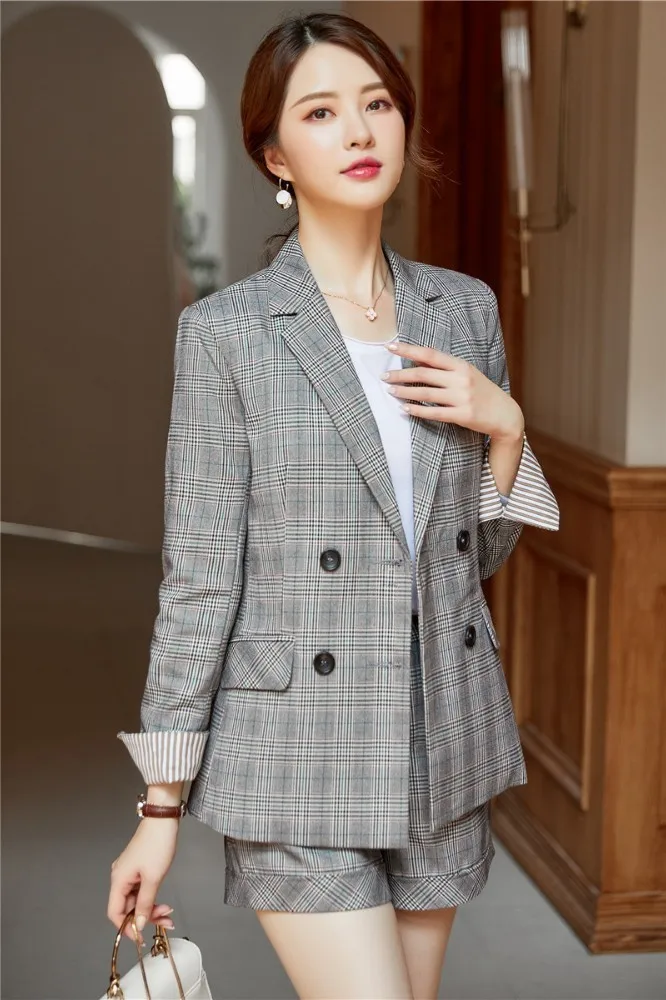 New Autumn Winter Formal Business Suits with 2 Piece Sets Shorts and Jackets Coat Office Ladies Work Wear Fashion Plaid Blazers
New Autumn Winter Formal Business Suits with 2 Piece Sets Shorts and Jackets Coat Office Ladies Work Wear Fashion Plaid Blazers