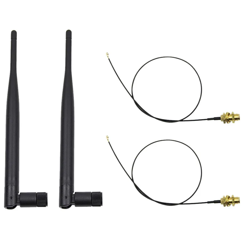 6dBi Dual Band M.2 IPEX MHF4 U.fl Cable to RP-SMA Wifi Antenna Set for Intel AC 9260 9560 8265 8260 7265 7260 NGFF M.2 Card
6dBi Dual Band M.2 IPEX MHF4 U.fl Cable to RP-SMA Wifi Antenna Set for Intel AC 9260 9560 8265 8260 7265 7260 NGFF M.2 Card