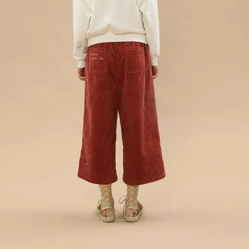 Модные дизайнерские женские вельветовые широкие брюки до щиколотки