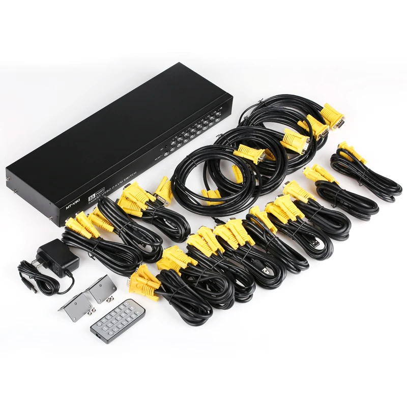MT-VIKI 16 Port USB VGA KVM Switch Manual Remote Control Button Press with Original Cable Sets MT-1601UK-CH
MT-VIKI 16 Port USB VGA KVM Switch Manual Remote Control Button Press with Original Cable Sets MT-1601UK-CH