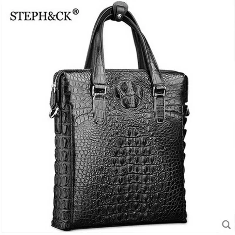 

shidifenni crocodile Men's handbag crocodile leather man zipper men handbag business briefcase computer men bag