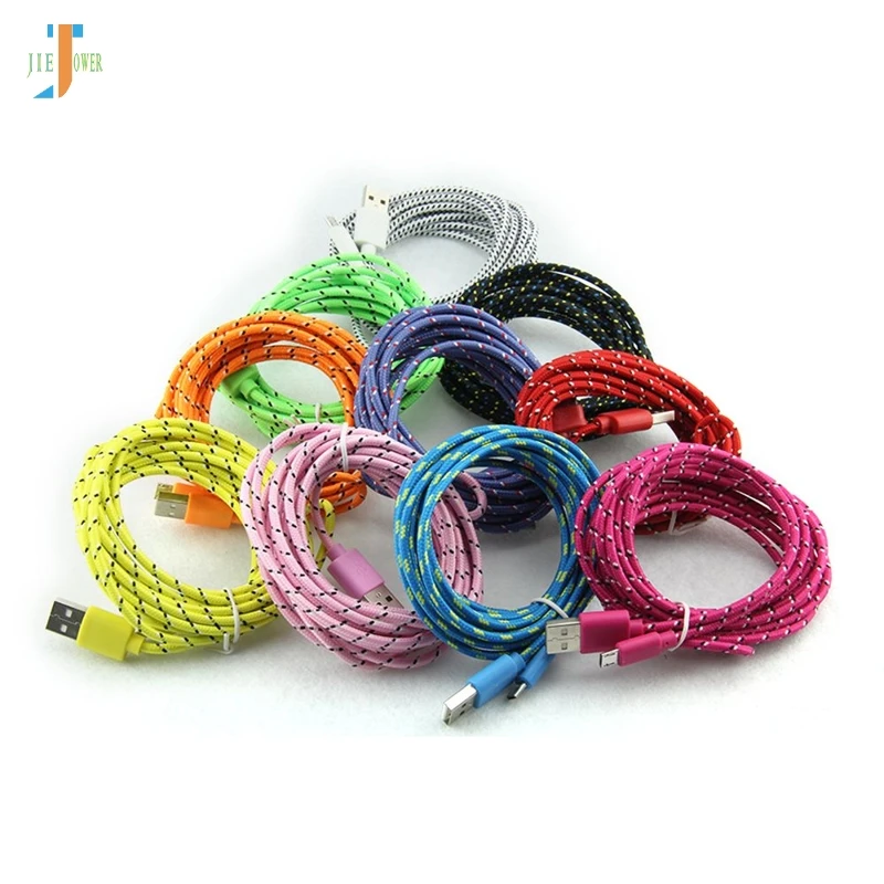 100 шт. 1 м 2 3 Круглый тканевый Плетеный 8pin micro Usb кабель для зарядки и синхронизации