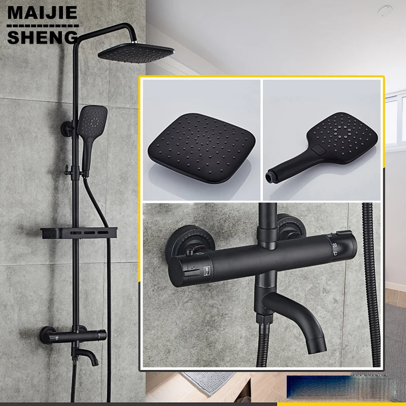 black thermostatic shower set European black style shower black bath shower set, full copper wall hanging shower
black thermostatic shower set European black style shower black bath shower set, full copper wall hanging shower