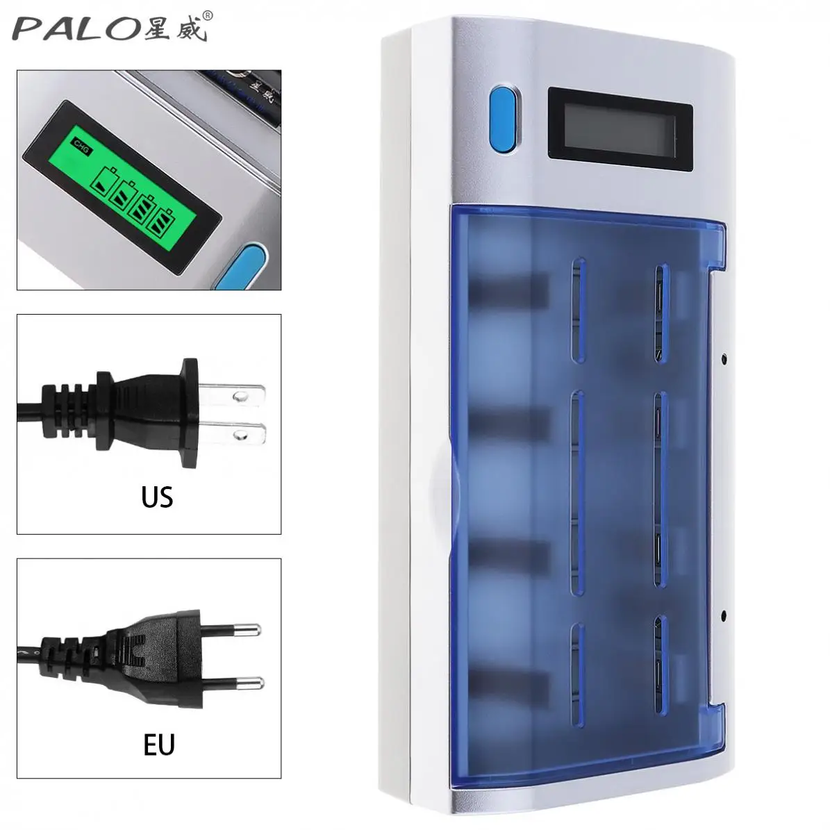 PALO 4 Slots Rechargeable Battery Charger with Over Temperature Protection for Ni-MH NI-CD AA / AAA / SC / 9V Batteries
PALO 4 Slots Rechargeable Battery Charger with Over Temperature Protection for Ni-MH NI-CD AA / AAA / SC / 9V Batteries
