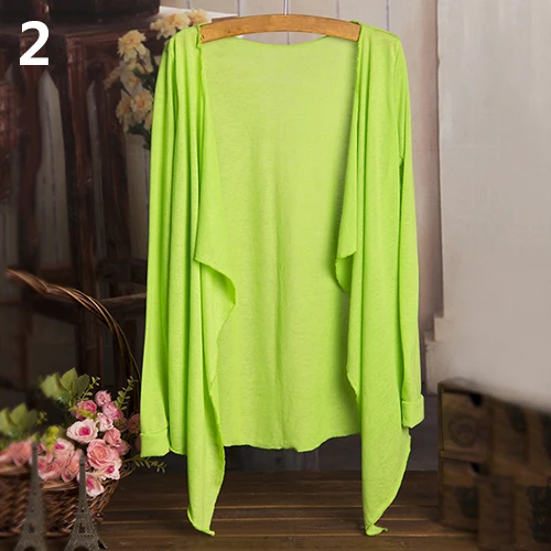 Women Summer Candy Color Knitted Cardigan Long Sleeve Sun Protection Blouse