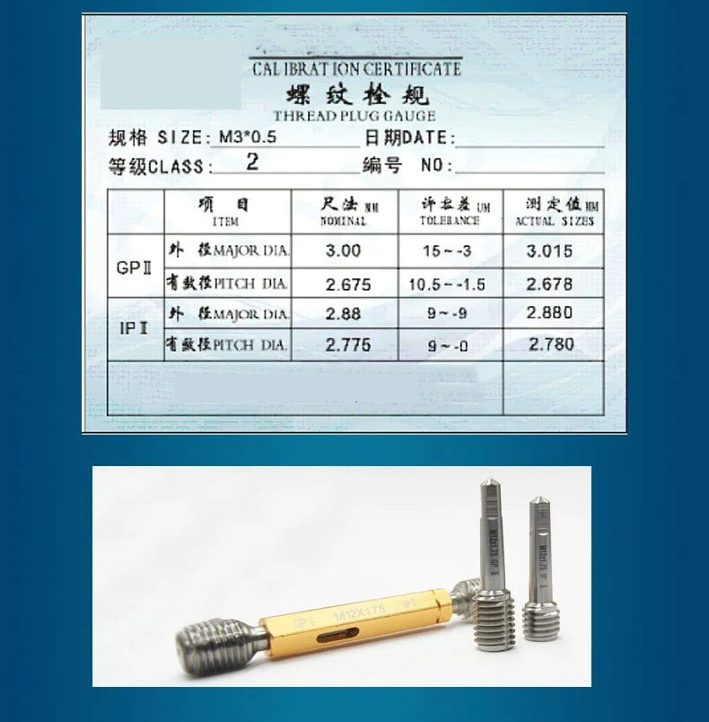 Thread Plug Gauge GO/NO GO Gage M1-M16 5H 6H HSS Material Hardness HRC53-60 Fine Pitch Thread Test Tool Top Quality
Thread Plug Gauge GO/NO GO Gage M1-M16 5H 6H HSS Material Hardness HRC53-60 Fine Pitch Thread Test Tool Top Quality