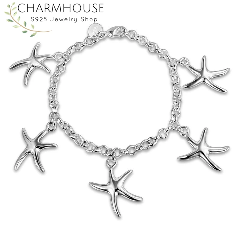 Pure 925 Silver Bracelets for Women 5 Sea Star Charm Bracelet & Bangles Wristband Pulseira Femme Wedding Bridal Jewelry Bijoux
Pure 925 Silver Bracelets for Women 5 Sea Star Charm Bracelet & Bangles Wristband Pulseira Femme Wedding Bridal Jewelry Bijoux