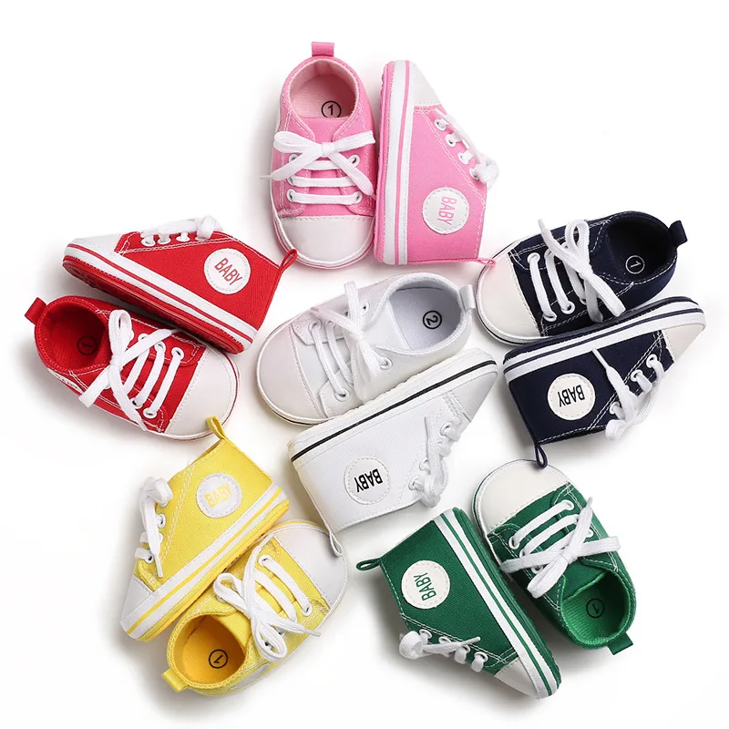 2019 Fashion Baby Girl Boy Canvas Shoes High-top Sports Lace-up Sport Shoe Infant Toddler Soft Rubber Anti-slip Prewalker |