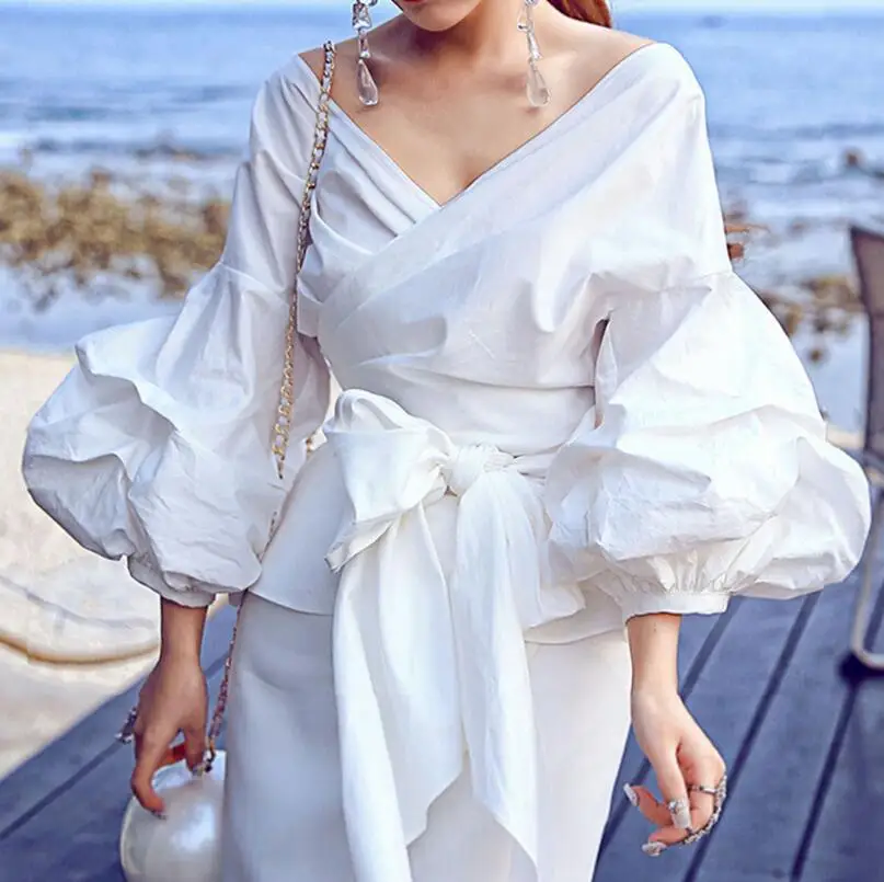 Women Fashion White Ruffles Blouse V Neck Ladies Elegant Tops Clothing Shirts Tops Female Clothes Blouses Shirt with Bow Tie EN4
Women Fashion White Ruffles Blouse V Neck Ladies Elegant Tops Clothing Shirts Tops Female Clothes Blouses Shirt with Bow Tie EN4