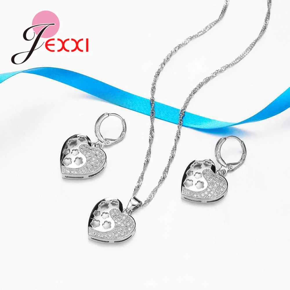 Wedding Heart Pendants Necklaces Earrings Set For Bride Romantic Women Silver Cubci Zirconia Engagement Jewelry
Wedding Heart Pendants Necklaces Earrings Set For Bride Romantic Women Silver Cubci Zirconia Engagement Jewelry