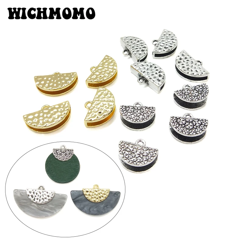 

2019 New Fashion 10pieces 13mm Zinc Alloy Two Style Semicircle Connectors Charms for DIY Earrings Necklace Jewelry Accessories