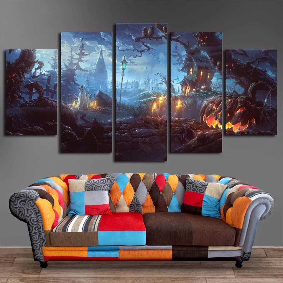 Frame Living Room HD Printed Wall Art Pictures Painting 5 Panel Pumpkin Castle On Halloween Day Modern Home Decoration Posters
Frame Living Room HD Printed Wall Art Pictures Painting 5 Panel Pumpkin Castle On Halloween Day Modern Home Decoration Posters