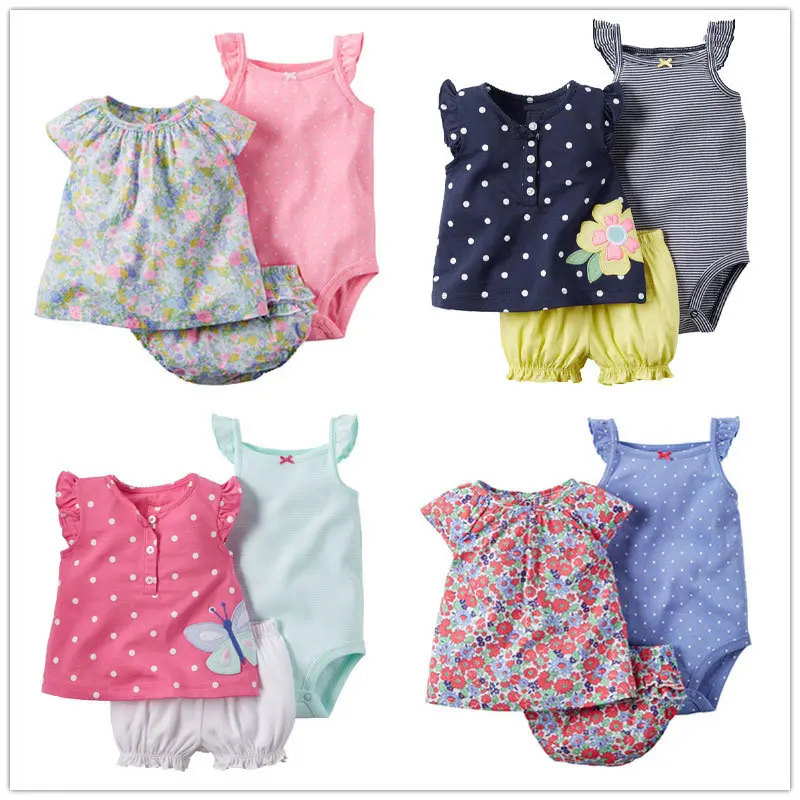 3 pcs Baby Girl Clothes Newborn Fashion Toddler Infant Cotton Summer Romper+Top+Shorts Tree sets Outfit 3M-24M Children Clothing
3 pcs Baby Girl Clothes Newborn Fashion Toddler Infant Cotton Summer Romper+Top+Shorts Tree sets Outfit 3M-24M Children Clothing
