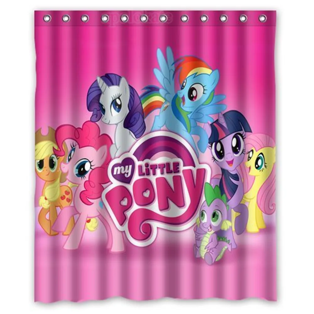 На заказ My Little Pony Водонепроницаемая полиэфирная ткань для ванной занавеска