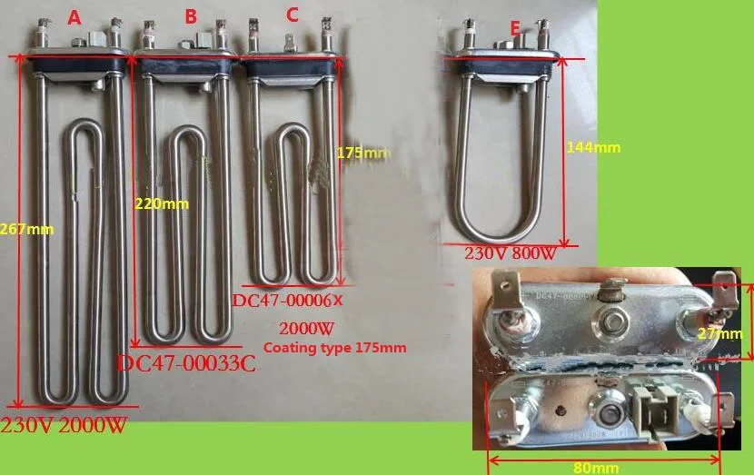 Washing Machine Parts heating tube with thermostat senser or without 2000W/1900W
Washing Machine Parts heating tube with thermostat senser or without 2000W/1900W