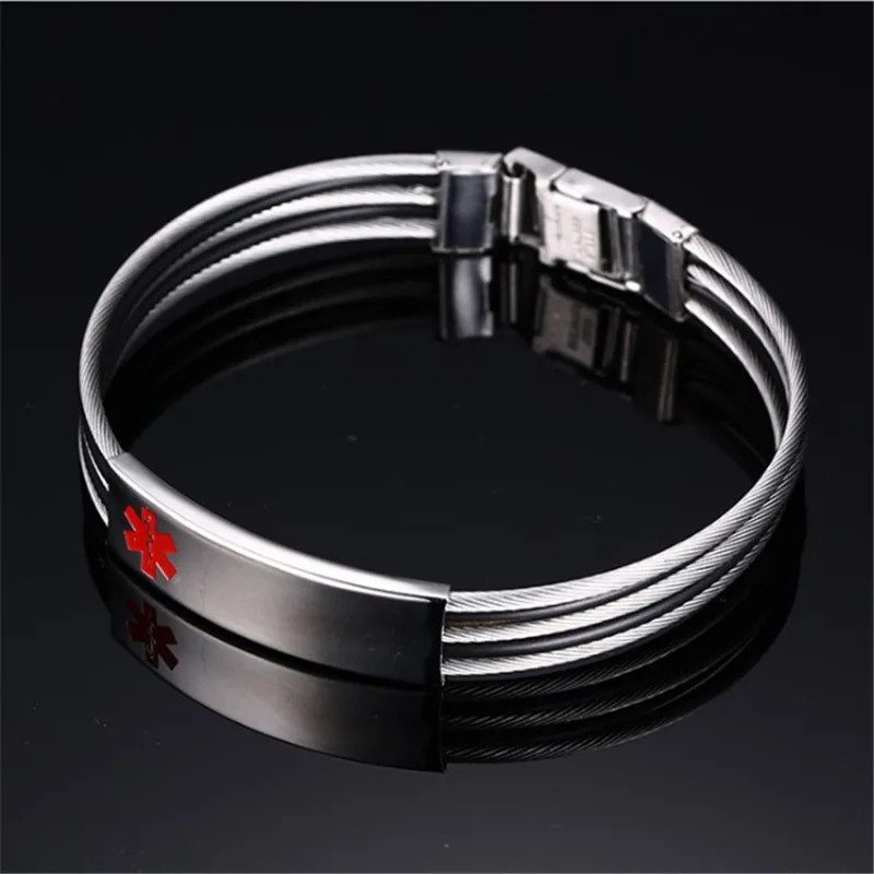 NEW Men medical Triple Cable Medical Alert Tag Bracelet Stainless Steel Cuff Bangles Jewerly for Women Jewelry Exempt postage
NEW Men medical Triple Cable Medical Alert Tag Bracelet Stainless Steel Cuff Bangles Jewerly for Women Jewelry Exempt postage