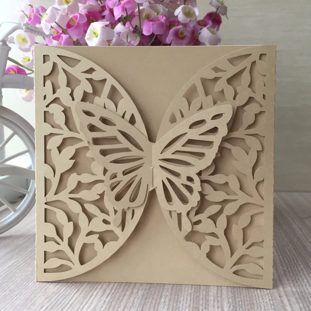 100Pcs/Lot Delicate 3D Butterfly Design Invitation Cards Polished Wedding Decoration Event&Party Supplies
100Pcs/Lot Delicate 3D Butterfly Design Invitation Cards Polished Wedding Decoration Event&Party Supplies