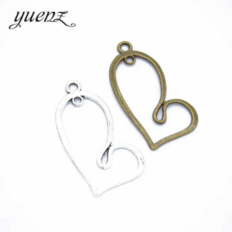 

YuenZ 15 pcs Antique Silver color Hearts Charms Pendants Jewelry Making Accessories Diy Handmade 39*20mm A53