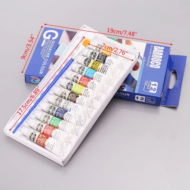 12 Colors Gouache Paint Tubes Set 6ml Draw Painting Pigment Painting With Brush Art Supplies
12 Colors Gouache Paint Tubes Set 6ml Draw Painting Pigment Painting With Brush Art Supplies