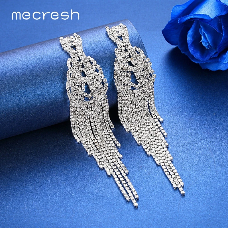 Mecresh Silver Color Rhinestone Long Tassel Hanging Earrings for Women Super Big Bridal Drop Earrings Wedding Jewelry MEH1000
Mecresh Silver Color Rhinestone Long Tassel Hanging Earrings for Women Super Big Bridal Drop Earrings Wedding Jewelry MEH1000