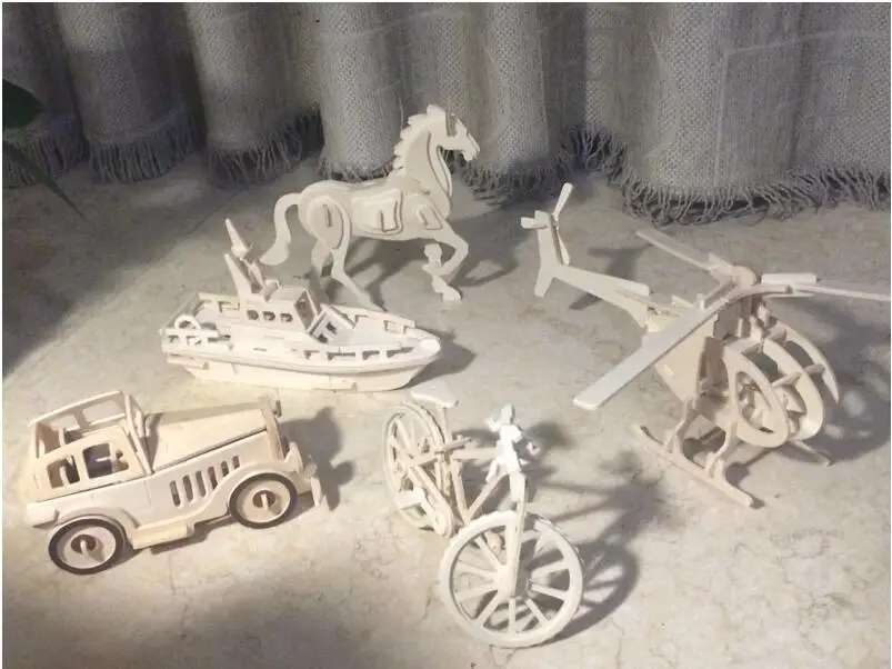1 шт. легко дерево 3D DIY головоломки модели наборы слон лев кенгуру белка Пингвин
