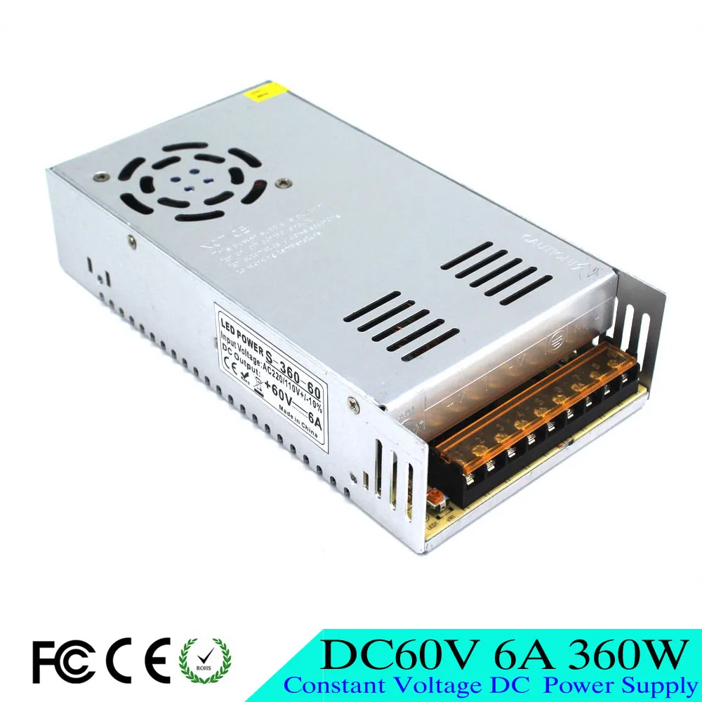 Универсальный источник питания DC60V 6A 360W Регулируемый адаптер трансформатор 100-240V