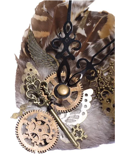 

RQ Series New Arrival Gothic Women Headress With Key Fashion Hairpin With Feather Coffee Headwear Accessories