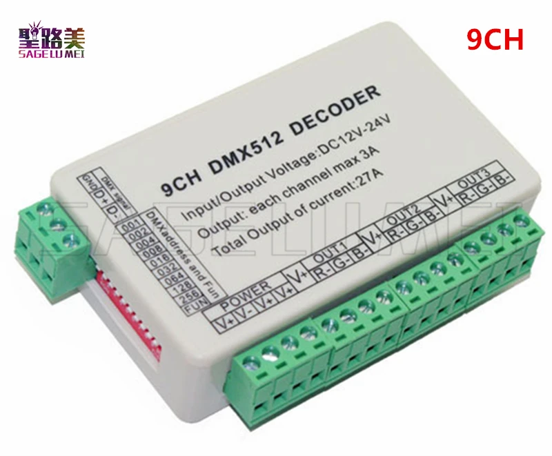 High-quality 1 pcs 9CH dmx512 decoder,LED Controller,9 channel dmx 512 dimmer,drive, for LED strip lamp free shipping
High-quality 1 pcs 9CH dmx512 decoder,LED Controller,9 channel dmx 512 dimmer,drive, for LED strip lamp free shipping