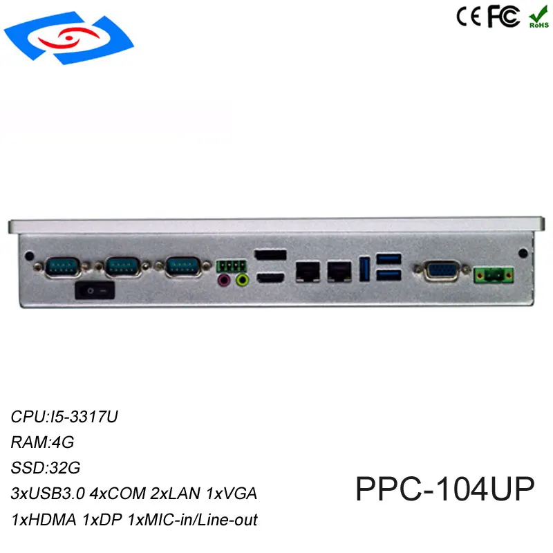 Дешевый 10 4 &quotнастенный сенсорный экран ПК IP65 Встраиваемая промышленная панель