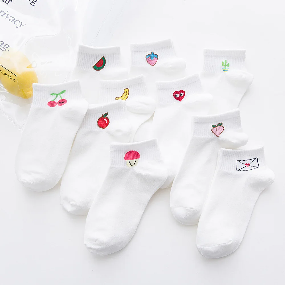 Новые летние хлопковые женские носки, забавные короткие носки Harajuku с фруктами, бананами, растениями, вишнями и сердечками, милые белые носки...
Новые летние хлопковые женские носки, забавные короткие носки Harajuku с фруктами, бананами, растениями, вишнями и сердечками, милые белые носки...