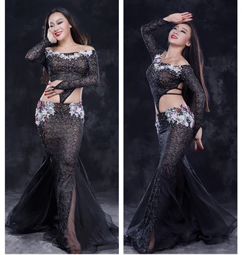 Women Professional Belly Dance Suit Luxury Lace Long Sleeves Top+Belly Dance Skirt 2pcs Belly Suit Latin Dance Performance Set
Women Professional Belly Dance Suit Luxury Lace Long Sleeves Top+Belly Dance Skirt 2pcs Belly Suit Latin Dance Performance Set