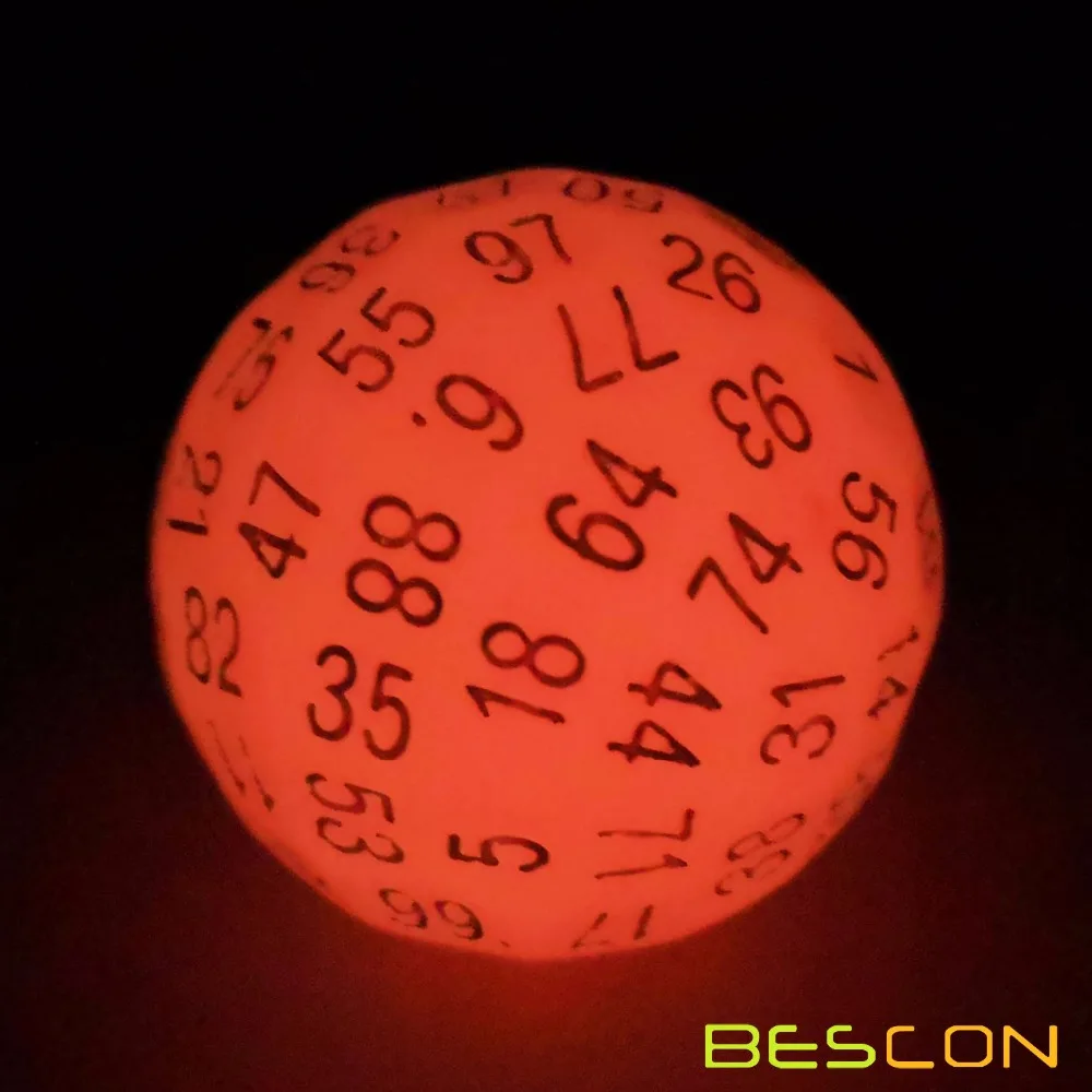 Bescon светящиеся многогранные кубики с 100 сторон красные Светящиеся Кубики D100