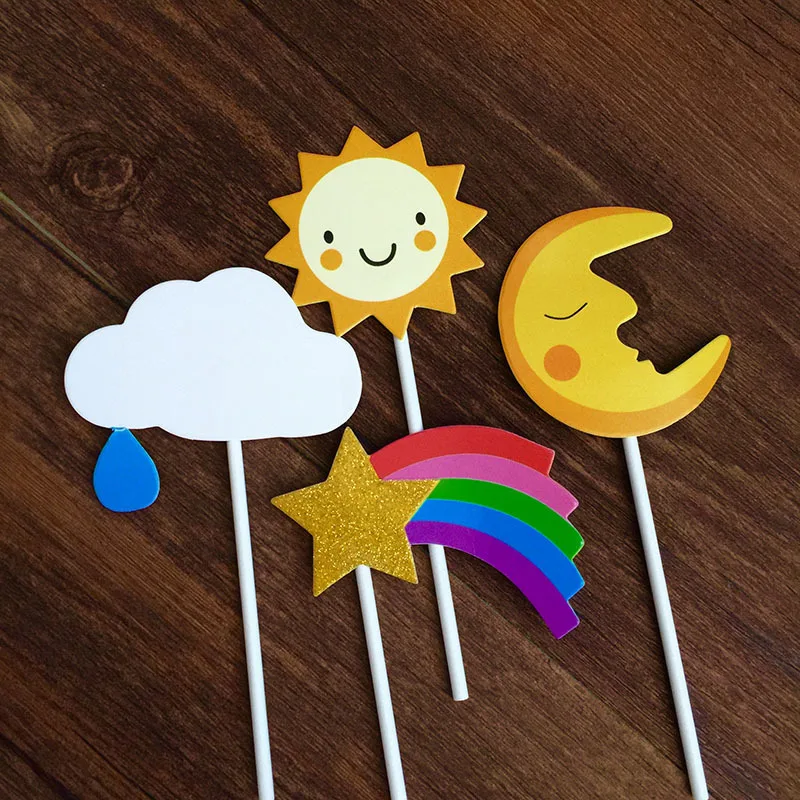 Картонный набор Sun Moon Rainbow Cloud Happy украшение для именинного торта украшения на день
