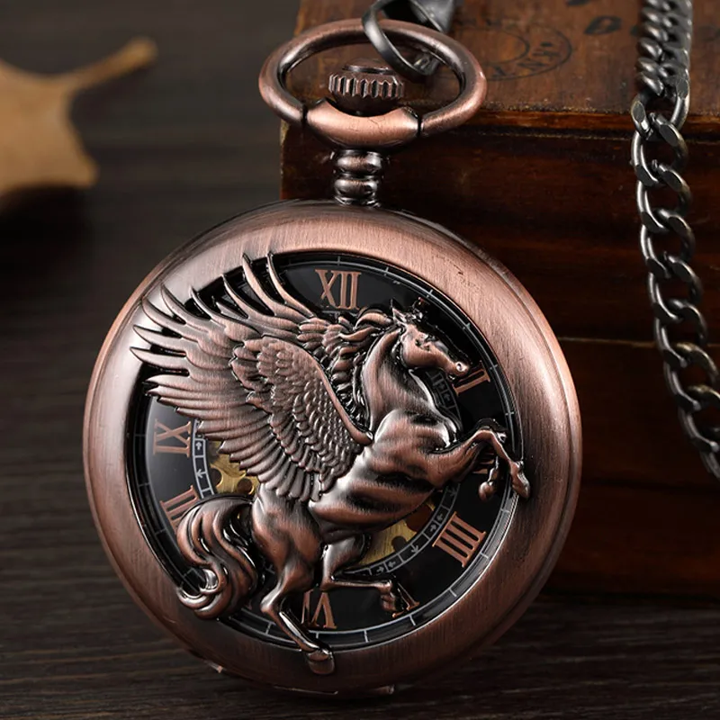 Vintage Black Horse With Wing Hollow Retro Hand Wind Mechanical Pocket Watch Men Steampunk Chain Watch Pendant Roman Numerals
Vintage Black Horse With Wing Hollow Retro Hand Wind Mechanical Pocket Watch Men Steampunk Chain Watch Pendant Roman Numerals