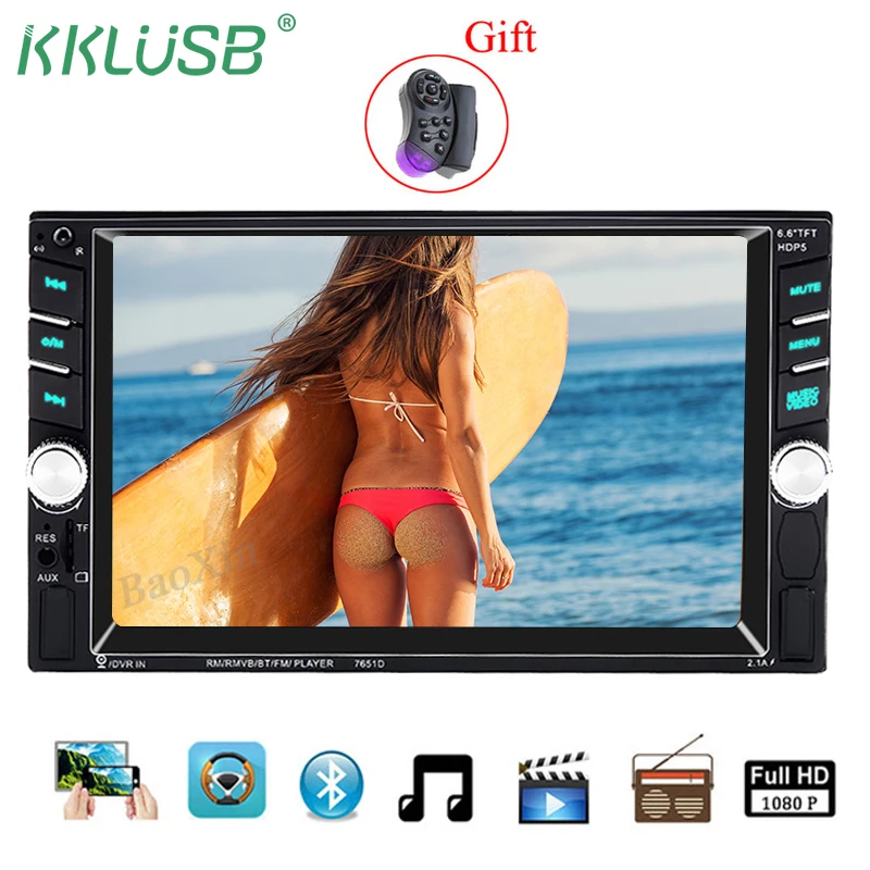 2 din автомагнитола 6 "HD плеер MP5 сенсорный экран Bluetooth зеркальная связь