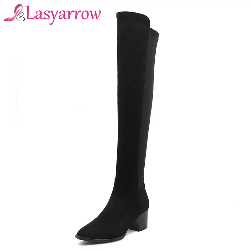 Lasyarrow Stretch Boots High Heels Pointed Toe Solid Black Thigh High Long Boots Large Size Over the Knee Boots Ladies Footwear
Lasyarrow Stretch Boots High Heels Pointed Toe Solid Black Thigh High Long Boots Large Size Over the Knee Boots Ladies Footwear